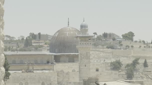 Koepel van rots 4k slog tempel mount oude stad van Jeruzalem — Stockvideo