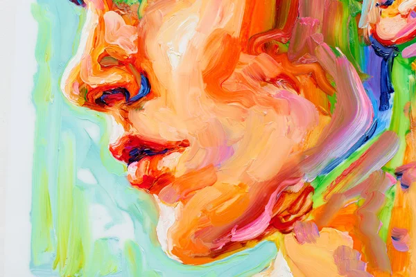 Painting Male Portrait Oil Canvas Detail — Stock Photo, Image