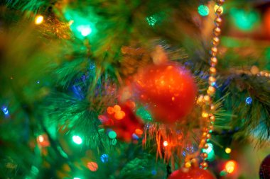 Noel ağacı sıcak ışık iç