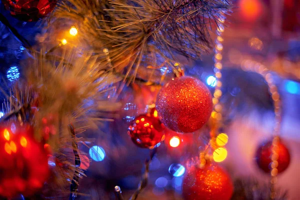 Árvore Natal Interior Luz Quente — Fotografia de Stock