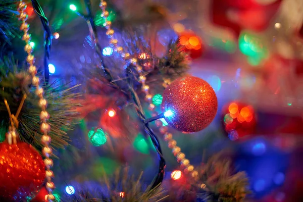 Christmas Tree Warm Light Interior — Stock Photo, Image