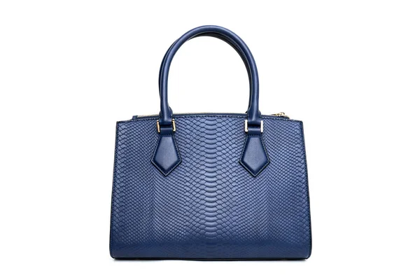 Blaue Handtasche der Frau isoliert auf weißem Hintergrund — Stockfoto