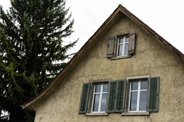 Vintage Avrupa hosue ağaç ve windows ile