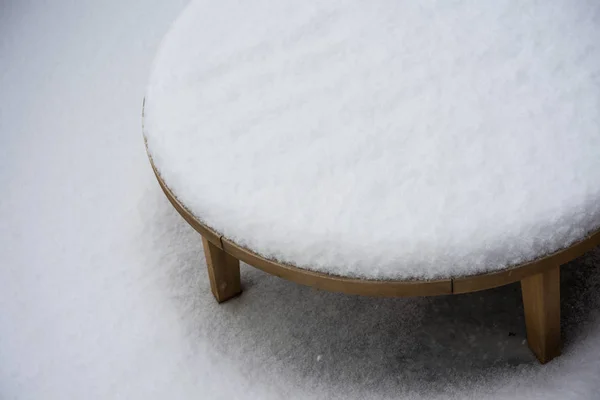 Tafel Bedekt Schone Weergave Van Sneeuw Winter — Stockfoto