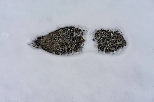 Jeden Odgłos Kroków Pogoda Zewnątrz Zima Śnieg — Zdjęcie stockowe