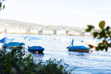 lake zurich gemilerde şehir arka plan ile yaz aylarında