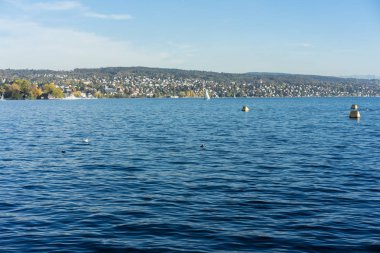 Zürih Gölü su görünümü ile dağlar ve arka gold coast