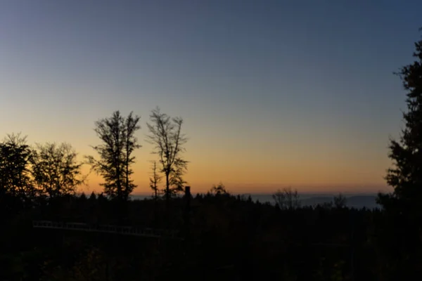 Szene bei Sonnenuntergang mit orangefarbenem Himmel und Baum — Stockfoto
