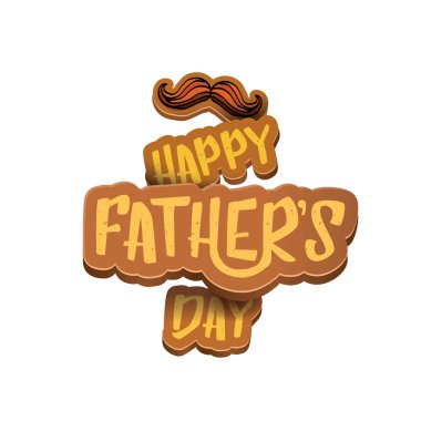 Mutlu babalar günü vektör karikatür tebrik kartı. Babalar günü etiket ya da beyaz izole simge