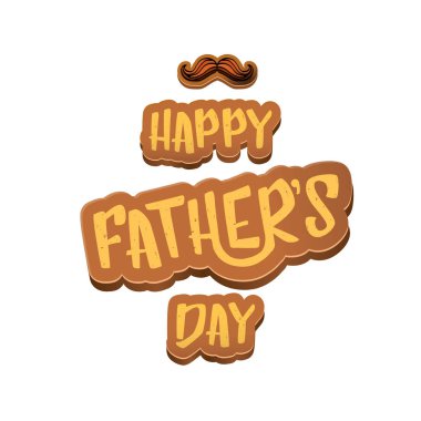 Mutlu babalar günü vektör karikatür tebrik kartı. Babalar günü etiket ya da beyaz izole simge