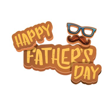 Mutlu babalar günü vektör karikatür tebrik kartı. Babalar günü etiket ya da beyaz izole simge