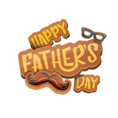 Mutlu babalar günü vektör karikatür tebrik kartı. Babalar günü etiket ya da beyaz izole simge