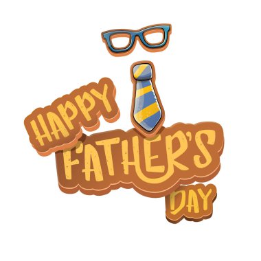 Mutlu babalar günü vektör karikatür tebrik kartı. Babalar günü etiket ya da beyaz izole simge