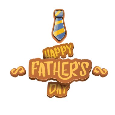 Mutlu babalar günü vektör karikatür tebrik kartı. Babalar günü etiket ya da beyaz izole simge