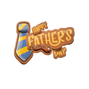 Mutlu babalar günü vektör karikatür tebrik kartı. Babalar günü etiket ya da beyaz izole simge