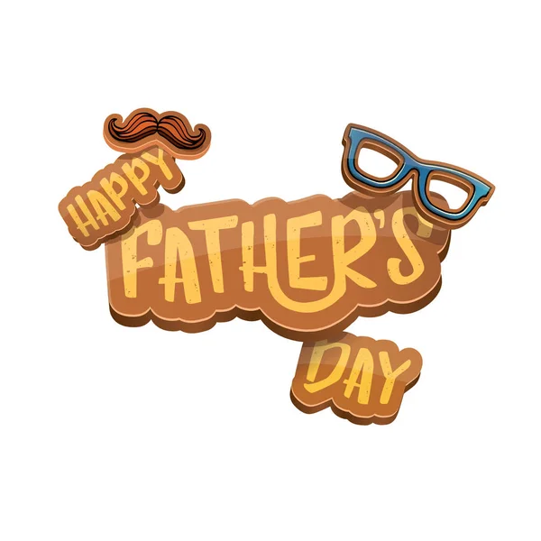 Happy Fathers Day vector cartoon greeting card. Fathers day label or icon isolated on white — Stock Vector