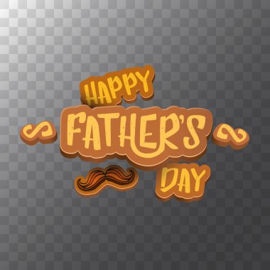 Mutlu babalar günü vektör karikatür tebrik kartı. Babalar günü etiket ya da şeffaf arka plan üzerinde izole simge