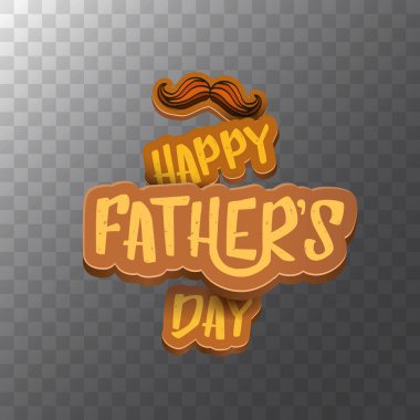 Mutlu babalar günü vektör karikatür tebrik kartı. Babalar günü etiket ya da şeffaf arka plan üzerinde izole simge