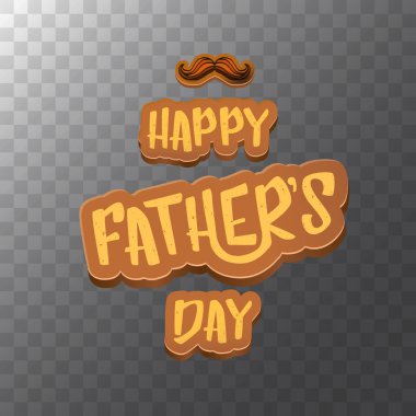 Mutlu babalar günü vektör karikatür tebrik kartı. Babalar günü etiket ya da şeffaf arka plan üzerinde izole simge