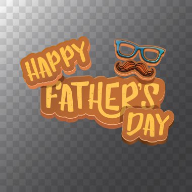 Mutlu babalar günü vektör karikatür tebrik kartı. Babalar günü etiket ya da şeffaf arka plan üzerinde izole simge