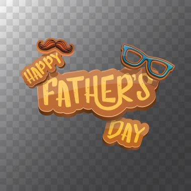 Mutlu babalar günü vektör karikatür tebrik kartı. Babalar günü etiket ya da şeffaf arka plan üzerinde izole simge