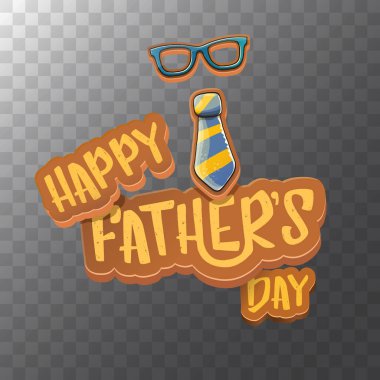 Mutlu babalar günü vektör karikatür tebrik kartı. Babalar günü etiket ya da şeffaf arka plan üzerinde izole simge