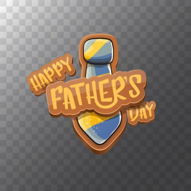 Mutlu babalar günü vektör karikatür tebrik kartı. Babalar günü etiket ya da şeffaf arka plan üzerinde izole simge