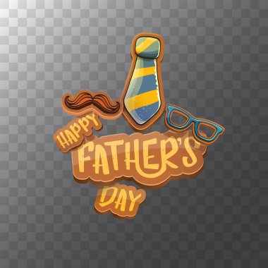 Mutlu babalar günü vektör karikatür tebrik kartı. Babalar günü etiket ya da şeffaf arka plan üzerinde izole simge