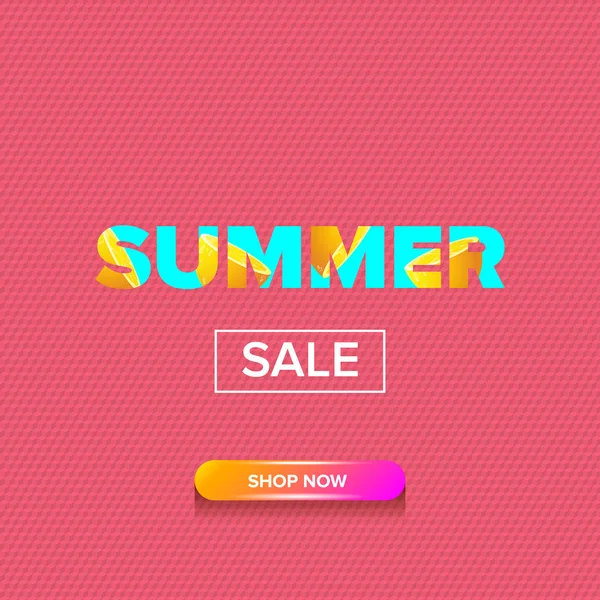 Vector zomer verkoop moderne ontwerp sjabloon web spandoek of poster. Zomer verkoop label met typografische tekst op roze achtergrond — Stockvector