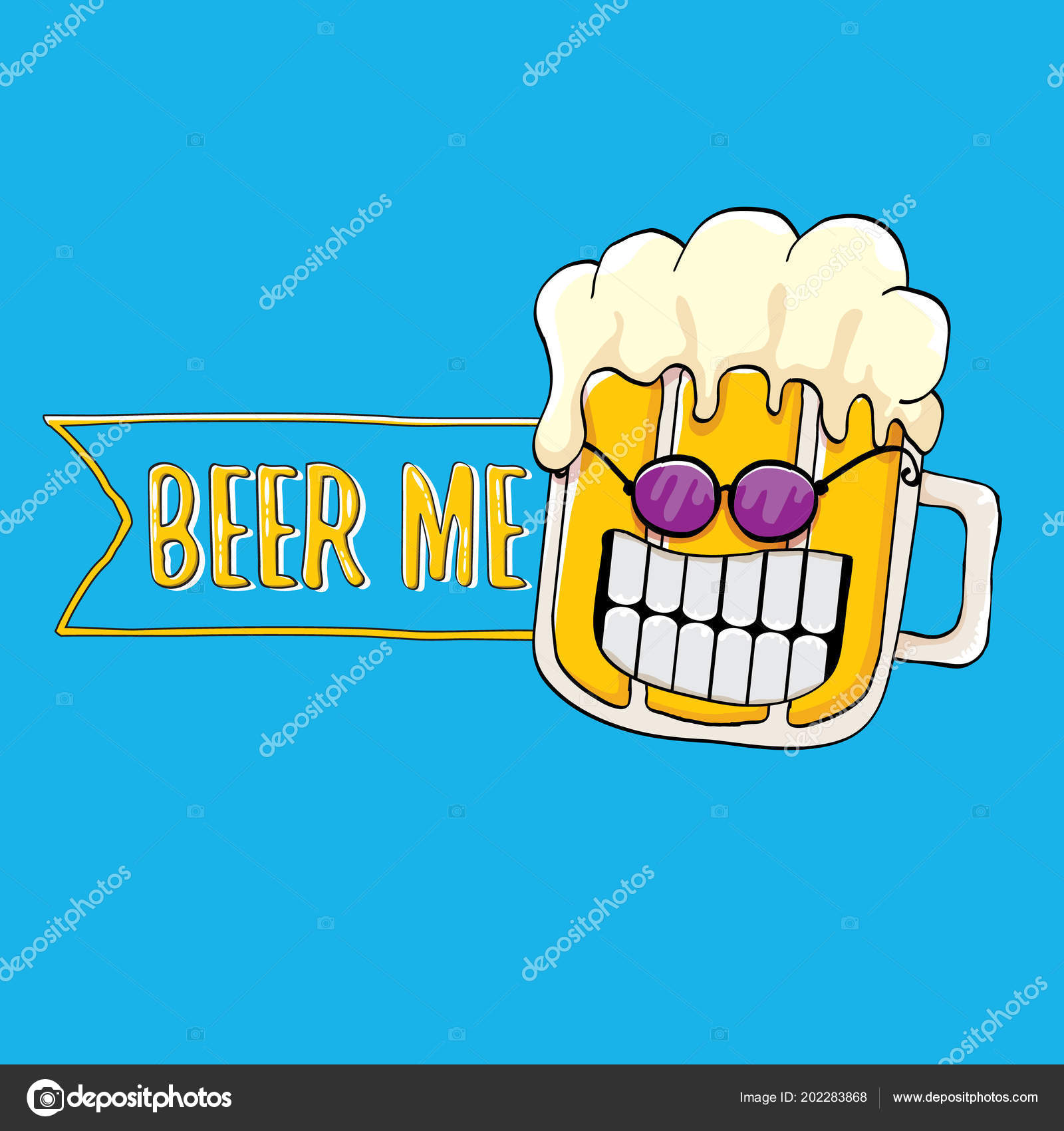 BEER ME vector concept illustration or summer poster. vector funky beer  character with funny slogan for print on tee. International beer day or  octoberfest label with slogan Stock Vector by ©zm1ter 202283868
