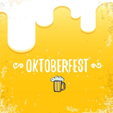 Oktoberfest bira arka plan etiketinde el çizilmiş vektör. Bira ile Vintage grafik octoberfest afiş, el ilanı veya afiş tasarım şablonu