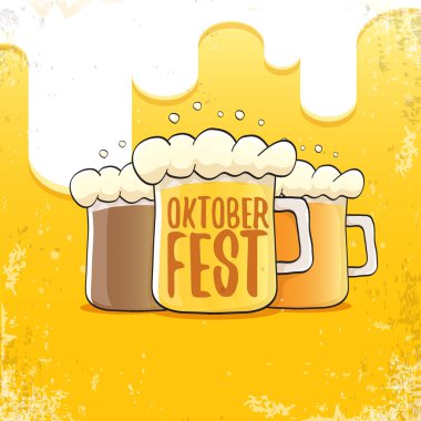 Oktoberfest bira arka plan etiketinde el çizilmiş vektör. Bira ile Vintage grafik octoberfest afiş, el ilanı veya afiş tasarım şablonu