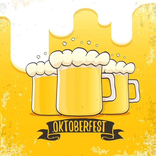 Vector oktoberfest hand drawn label on beer background.Vintage graphic octoberfest poster, flyer or banner design template with beer — Stock Vector