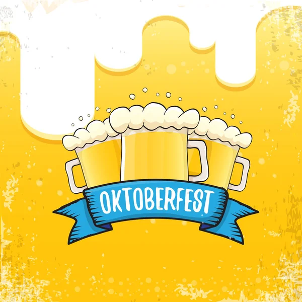 Vector oktoberfest χέρι συρμένο ετικέτα σε φόντο μπύρα. Εκλεκτής ποιότητας γραφικών octoberfest αφίσα, το flyer ή banner πρότυπο σχεδίασης με μπύρα — Διανυσματικό Αρχείο