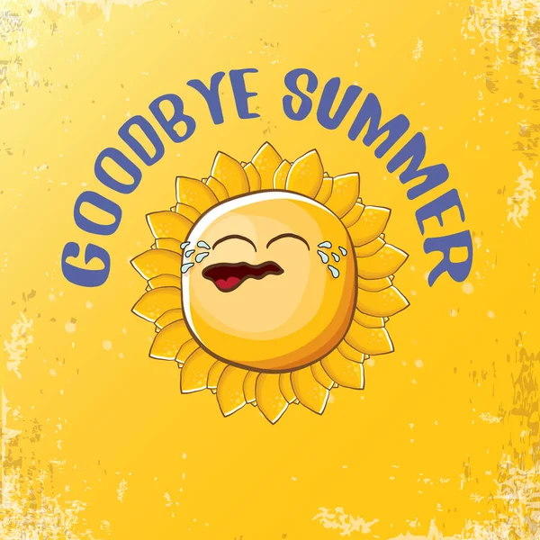 Afscheid zomer vector ccreative concept vectorillustratie met huilen zomer zon teken op een oranje achtergrond. Einde van de zomer achtergrond — Stockvector