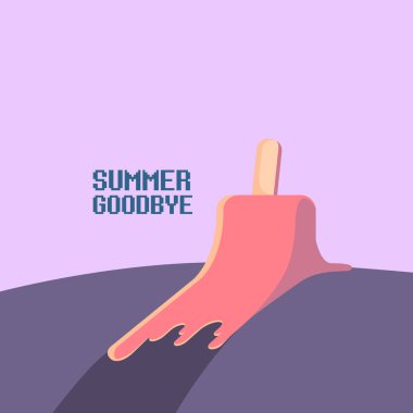 vektör elveda yaz vektör konsept illüstrasyon ile dondurma ultraviyole gökyüzü arka plan üzerinde kavrulur. Yaz arka plan sonu