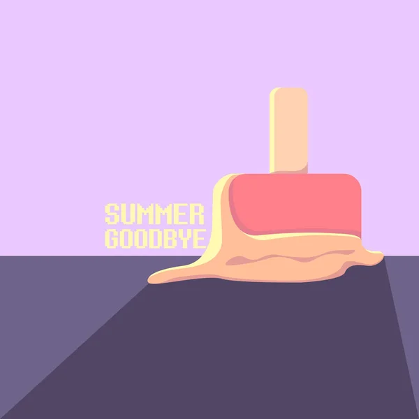 Vektor Goodbye Sommer Vektor Konzept Illustration mit Schmelzeis auf ultraviolettem Himmel Hintergrund. Hintergrund zum Ende des Sommers — Stockvektor