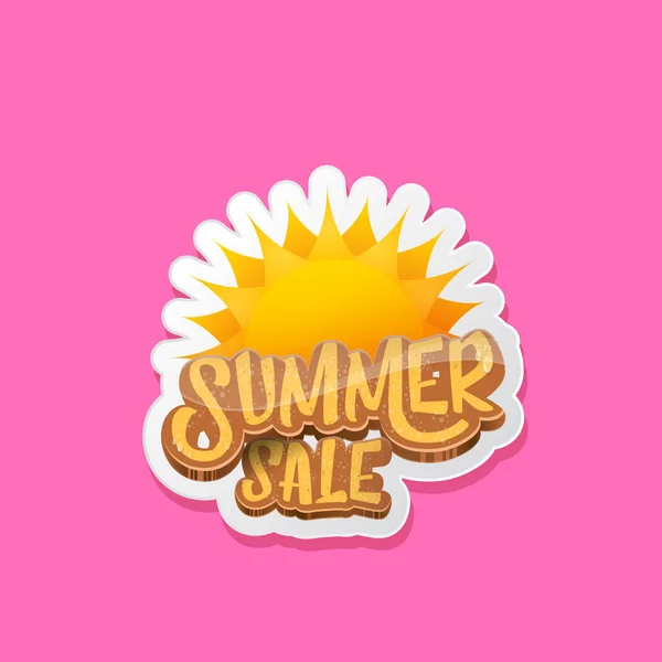 Summer sale label or tag isolated on pink background. Pink Summer sale discount poster, sticker, banner or flyer design template. — Stock Vector