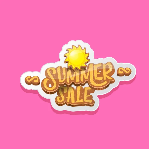 Summer sale label or tag isolated on pink background. Pink Summer sale discount poster, sticker, banner or flyer design template. — Stock Vector