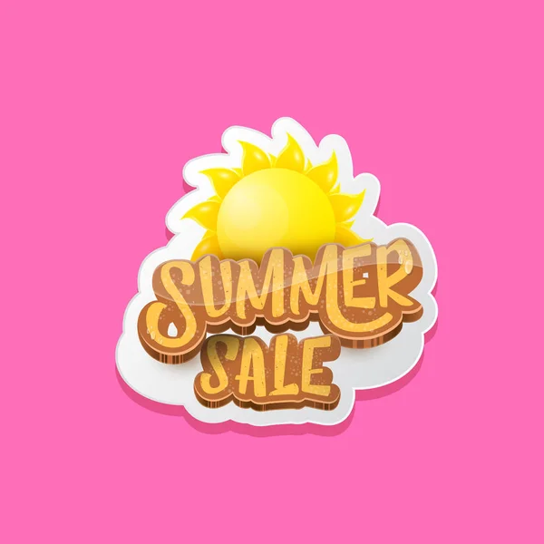 Summer sale label or tag isolated on pink background. Pink Summer sale discount poster, sticker, banner or flyer design template. — Stock Vector