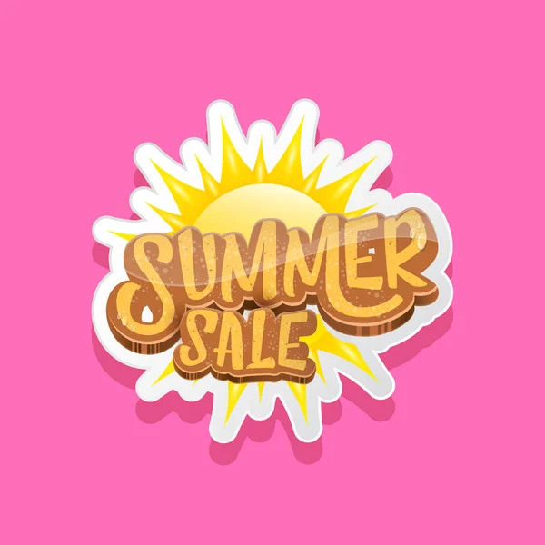 Zomer verkoop label of label geïsoleerd op roze achtergrond. Roze zomer sale korting sticker, spandoek, poster of flyer ontwerpsjabloon. — Stockvector