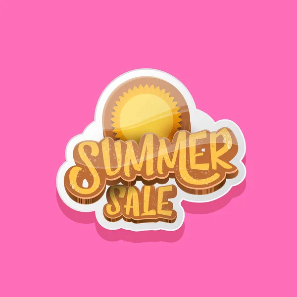 Summer sale label or tag isolated on pink background. Pink Summer sale discount poster, sticker, banner or flyer design template. — Stock Vector
