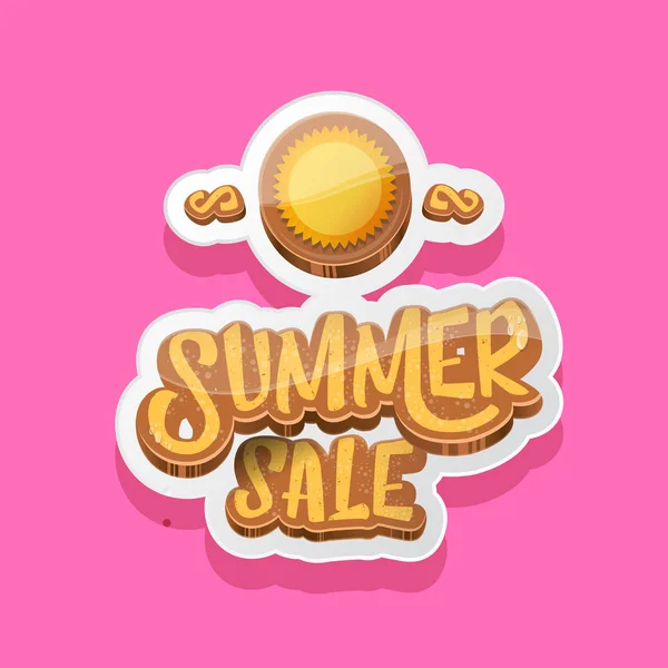 Etiqueta de venta de verano o etiqueta aislada sobre fondo rosa. Cartel de descuento de venta de verano rosa, etiqueta engomada, banner o folleto plantilla de diseño . — Vector de stock