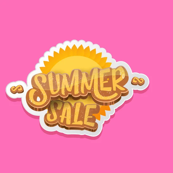 Літня торгова марка або тег ізольовані на рожевому фоні. Pink Summer продажу зі знижкою плакат, наклейка, банер або шаблон дизайну флаєрів . — стоковий вектор