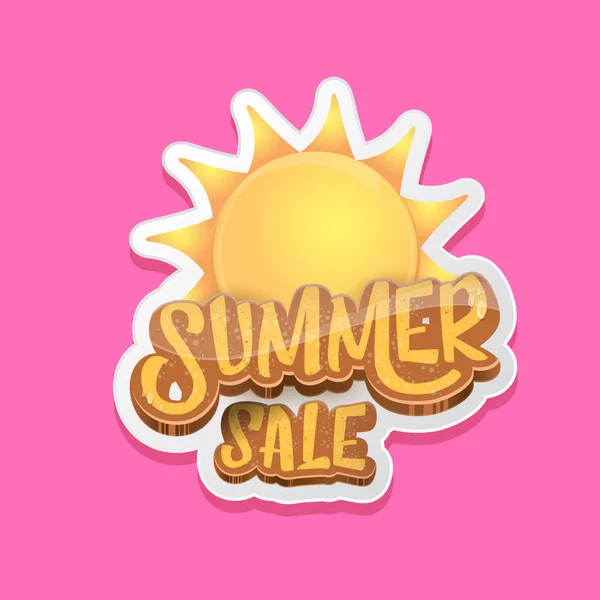 Summer sale label or tag isolated on pink background. Pink Summer sale discount poster, sticker, banner or flyer design template. — Stock Vector