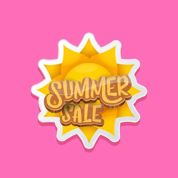 Zomer verkoop label of label geïsoleerd op roze achtergrond. Roze zomer sale korting sticker, spandoek, poster of flyer ontwerpsjabloon. — Stockvector