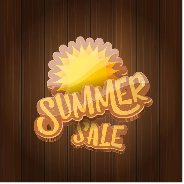 벡터 여름 판매 레이블 또는 태양 나무 보드 배경 태그. 여름 판매 포스터 또는 배너 디자인 서식 파일. — 스톡 벡터