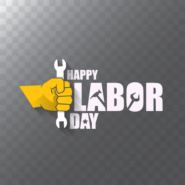 Vector labor day Usa label or background. vector happy labor day poster or banner with clenched fist isolated on transparent background . Labor union icon — Stock Vector