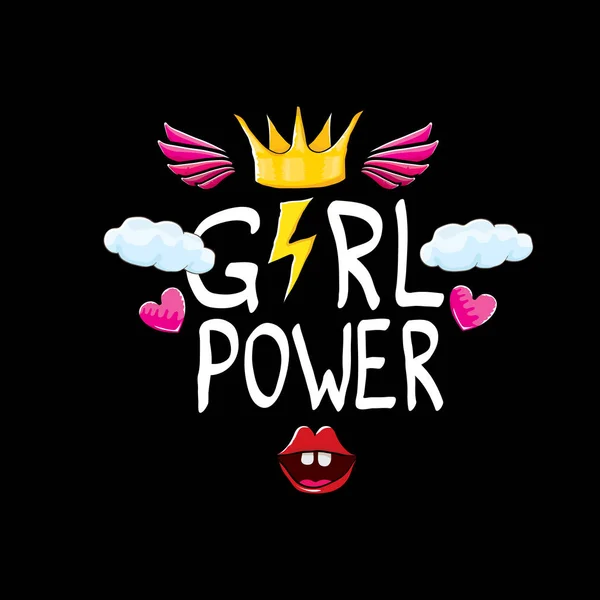 Vector Girl Power Etikett Eller Klistermärke Med Kalligrafisk Text Isolerad — Stock vektor