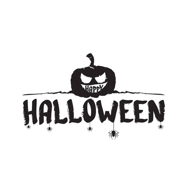Счастливый Хэллоуин. Векторная каллиграфическая надпись на Хэллоуин со страшной тыквой, изолированной на белом — стоковый вектор